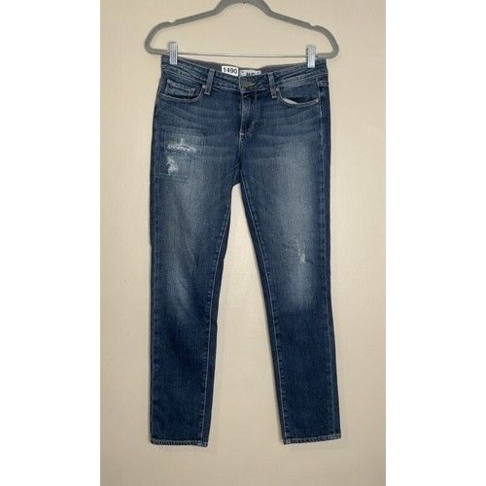 Paige Skyline Ankle Peg Mid Rise Stretch Distressed Denim Jeans Women Size 27 - Picture 9 of 12